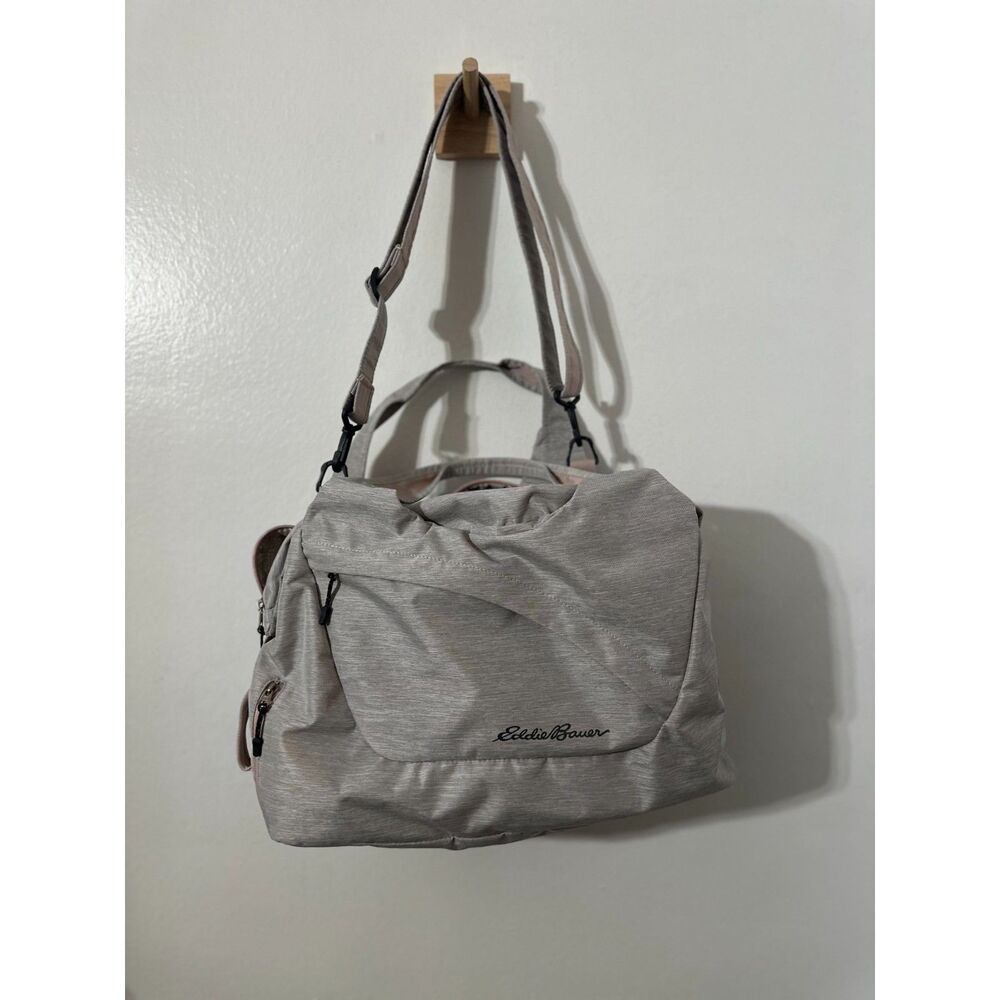 Eddie Bauer Mini Zen Tote Grey Gym Bag Travel Carry On Zipper Luggage - Picture 3 of 6